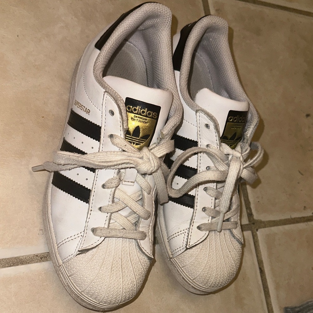 Adidas Superstar White Black Gold Sneakers